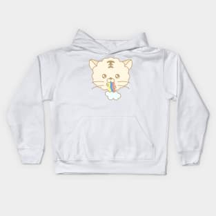 Rainbow color's cute tiger character. Kids Hoodie